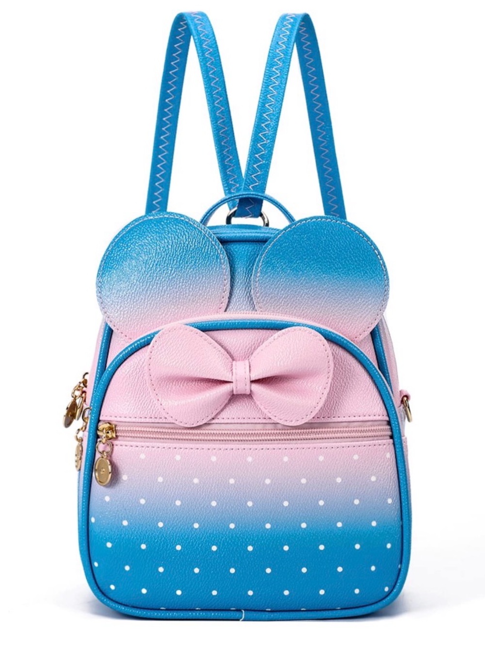 Cute Gradient Bow Ear Mini Backpack - Pink & Blue